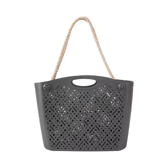 Wäsche-Tasche Korbmuster dunkelgrau